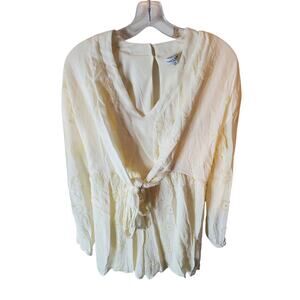 Koko + Mason Cream Boho Tie Front Romper, Medium